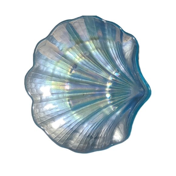 Set of 2 Vintage Lusterware Glass Seashell Dishes - Picture 3 of 10